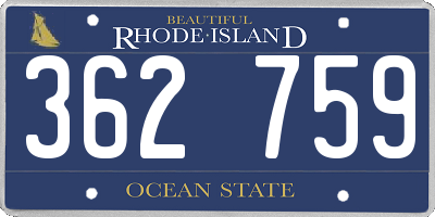 RI license plate 362759