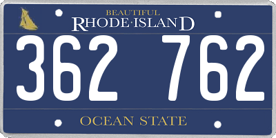 RI license plate 362762