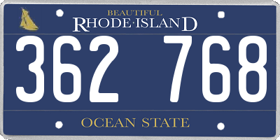 RI license plate 362768