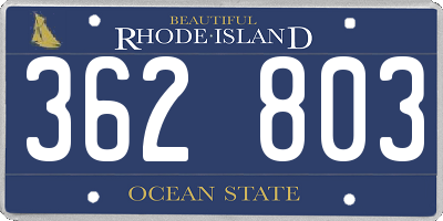 RI license plate 362803