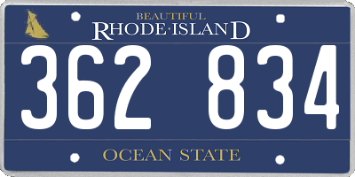RI license plate 362834