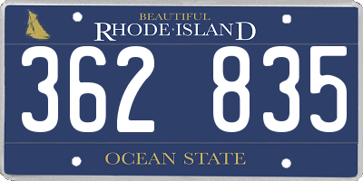 RI license plate 362835