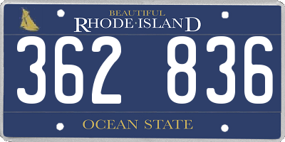 RI license plate 362836