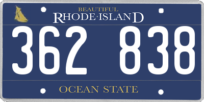 RI license plate 362838