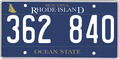 RI license plate 362840