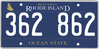 RI license plate 362862