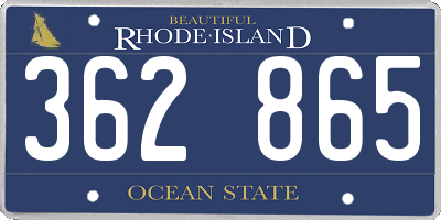 RI license plate 362865