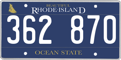 RI license plate 362870