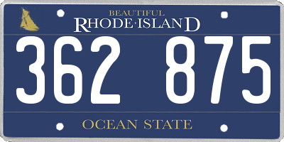 RI license plate 362875