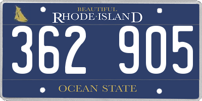 RI license plate 362905