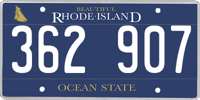 RI license plate 362907