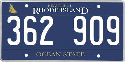 RI license plate 362909