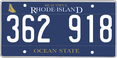 RI license plate 362918