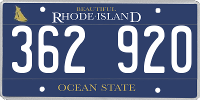 RI license plate 362920