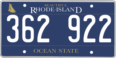 RI license plate 362922