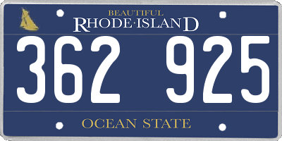 RI license plate 362925