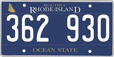 RI license plate 362930