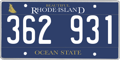 RI license plate 362931