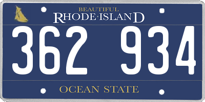 RI license plate 362934