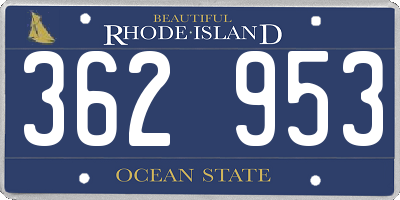RI license plate 362953