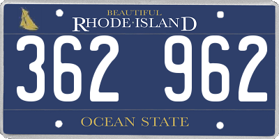 RI license plate 362962