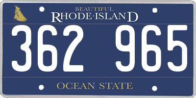 RI license plate 362965
