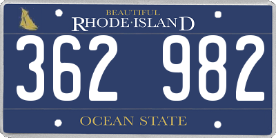 RI license plate 362982
