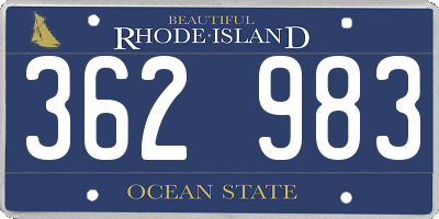 RI license plate 362983