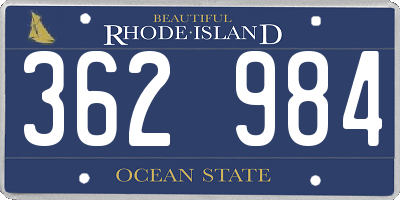 RI license plate 362984