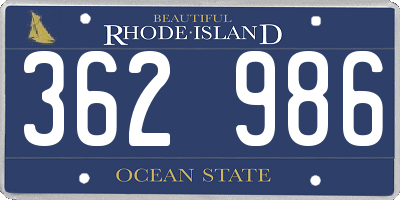RI license plate 362986