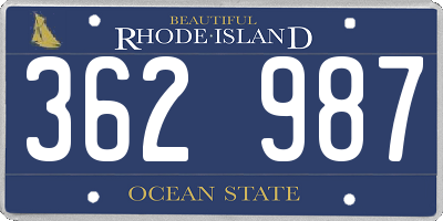 RI license plate 362987