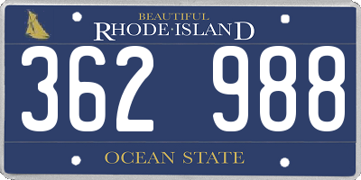 RI license plate 362988