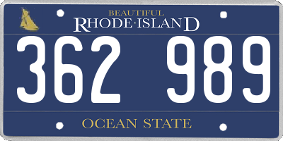 RI license plate 362989