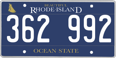 RI license plate 362992
