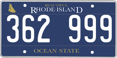 RI license plate 362999