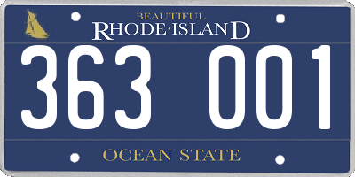 RI license plate 363001