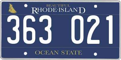 RI license plate 363021