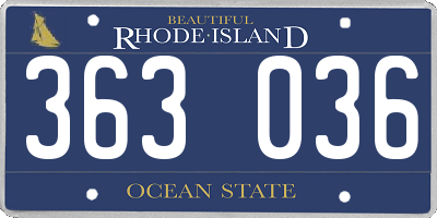 RI license plate 363036