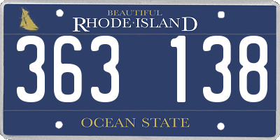 RI license plate 363138