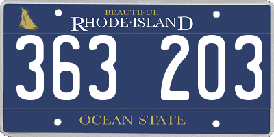 RI license plate 363203