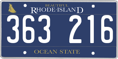RI license plate 363216