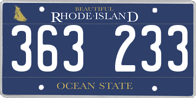 RI license plate 363233