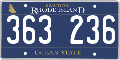 RI license plate 363236
