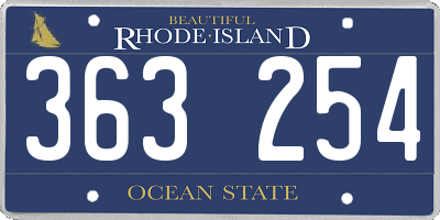RI license plate 363254