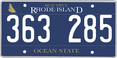 RI license plate 363285
