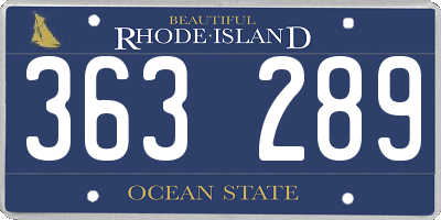 RI license plate 363289