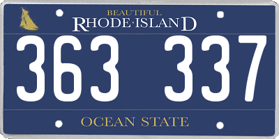 RI license plate 363337