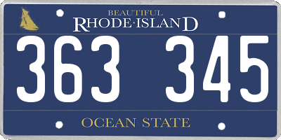 RI license plate 363345
