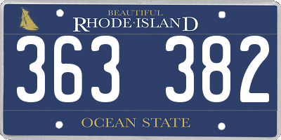 RI license plate 363382