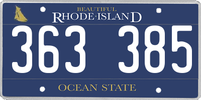 RI license plate 363385